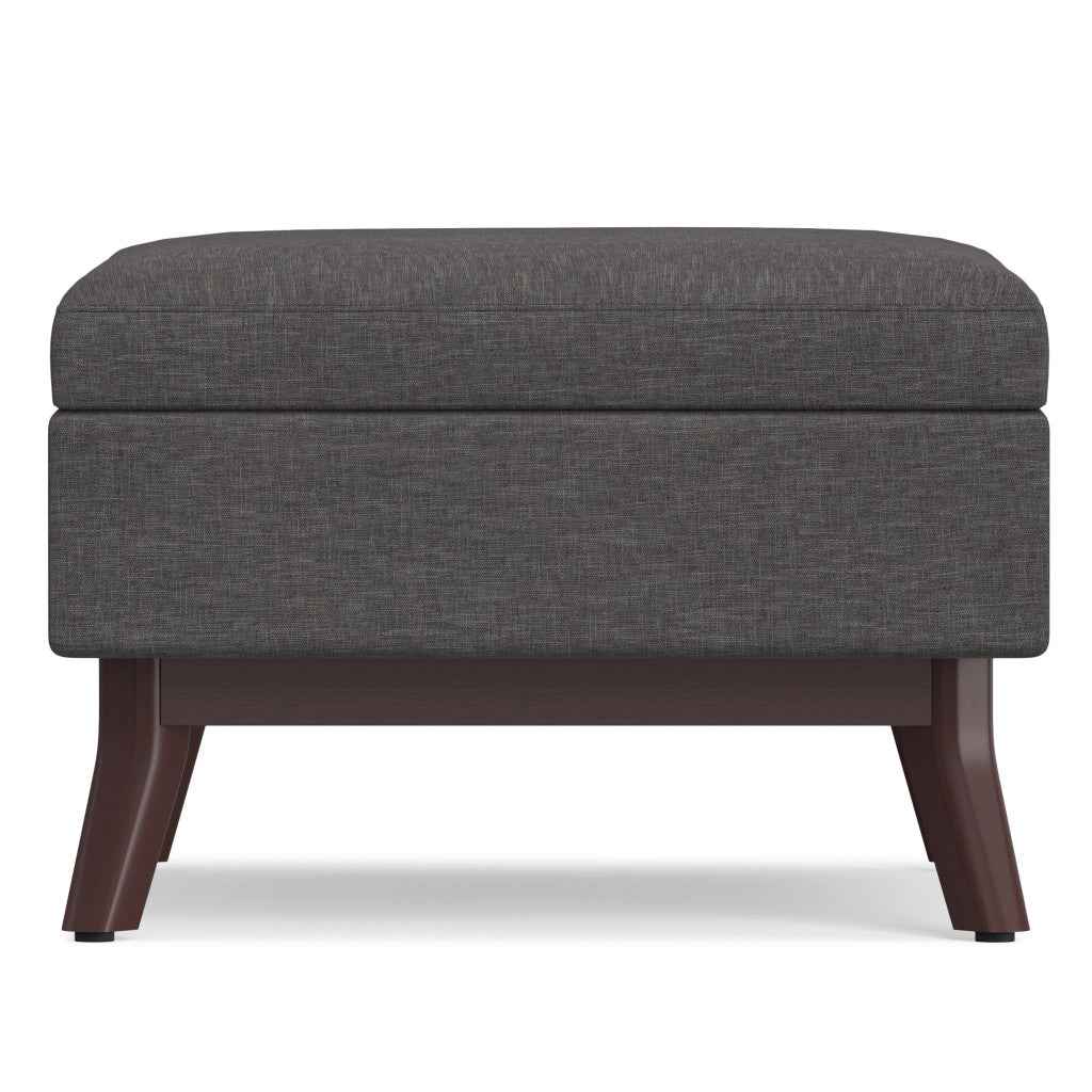 34" Gray and Brown Fabric Cocktail Ottoman With Storage