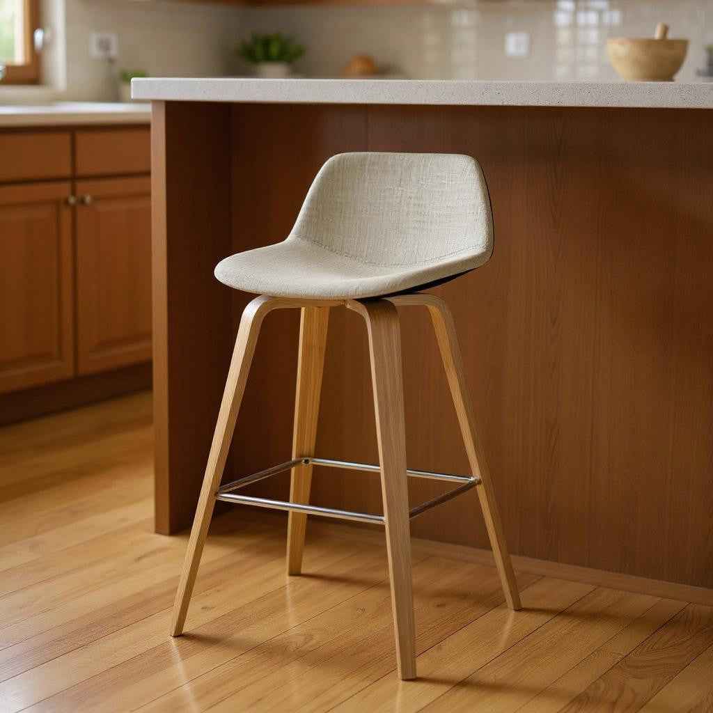 28" Natural Wood Backless Counter Height Bar Chair