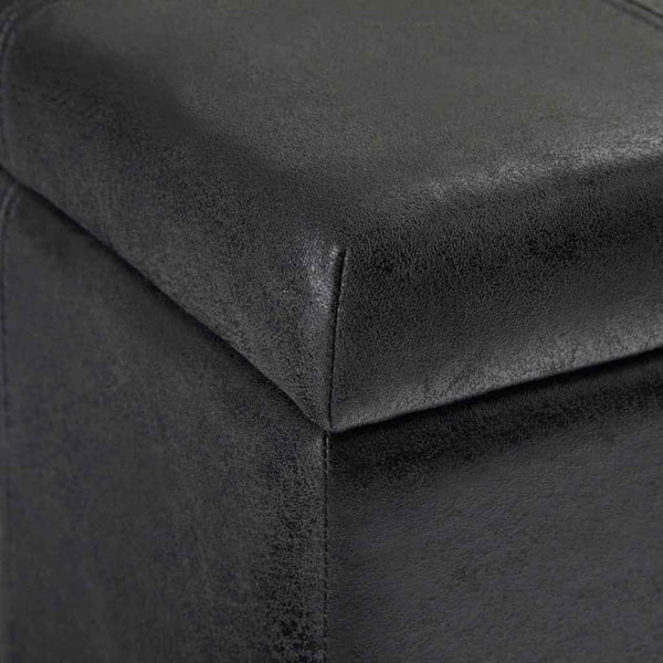 36" Dark Brown and Black Upholstery Storage Ottoman