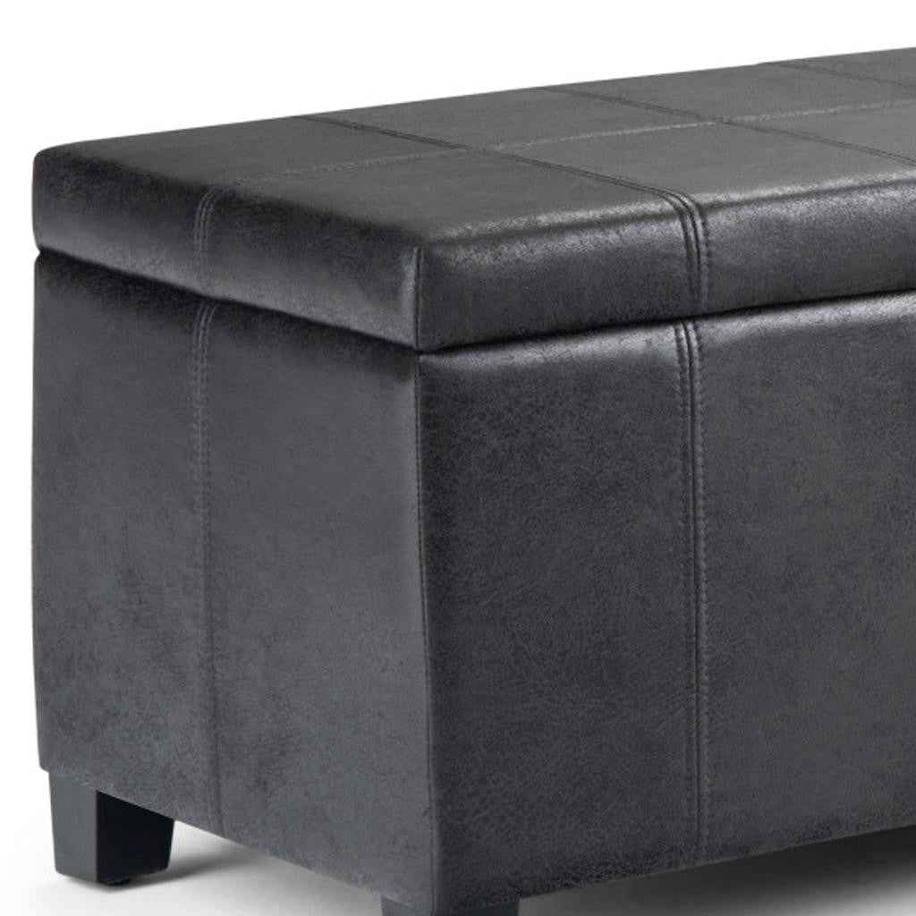 36" Dark Brown and Black Upholstery Storage Ottoman