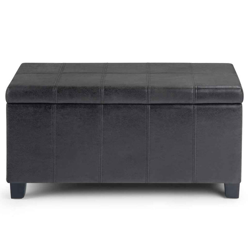 36" Dark Brown and Black Upholstery Storage Ottoman