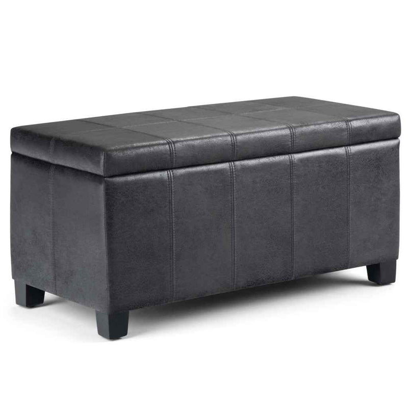 36" Dark Brown and Black Upholstery Storage Ottoman