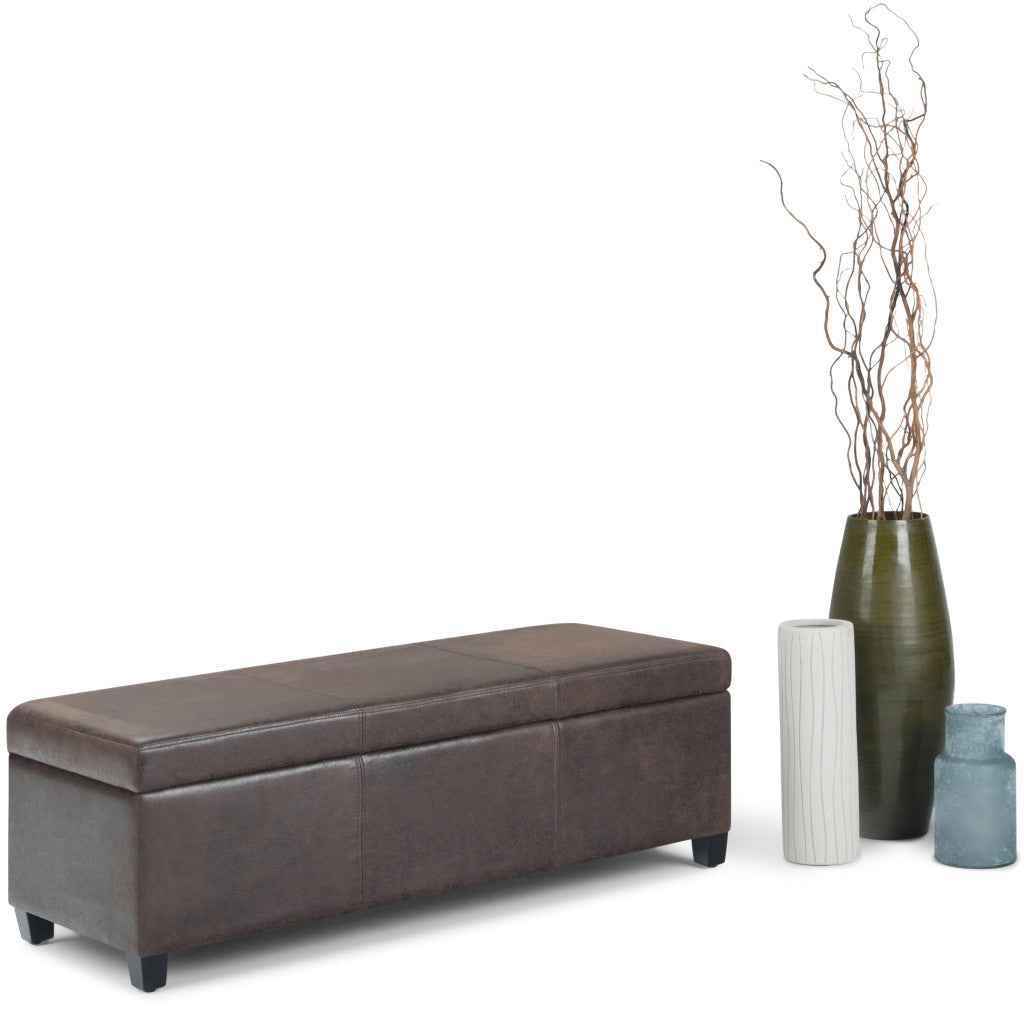 48" Dark Brown and Brown Upholstery Storage Ottoman