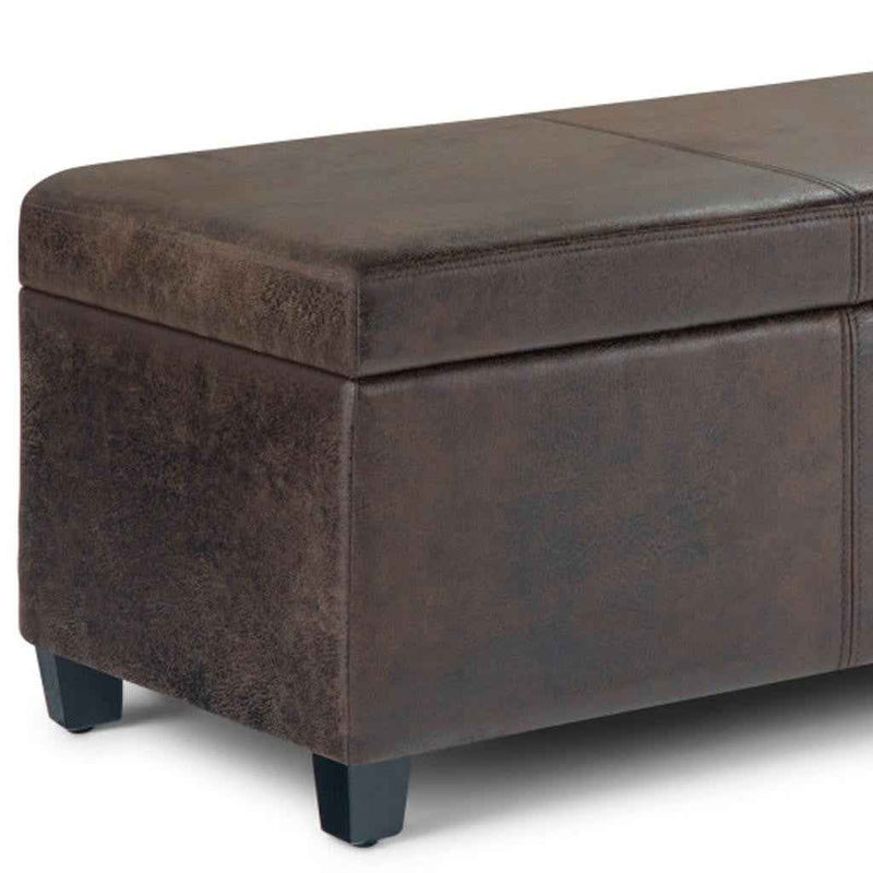 48" Dark Brown and Brown Upholstery Storage Ottoman