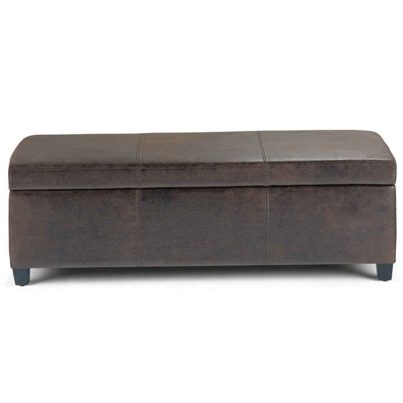 48" Dark Brown and Brown Upholstery Storage Ottoman