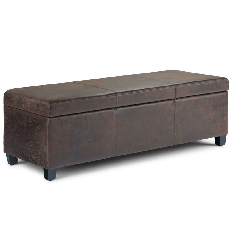 48" Dark Brown and Brown Upholstery Storage Ottoman