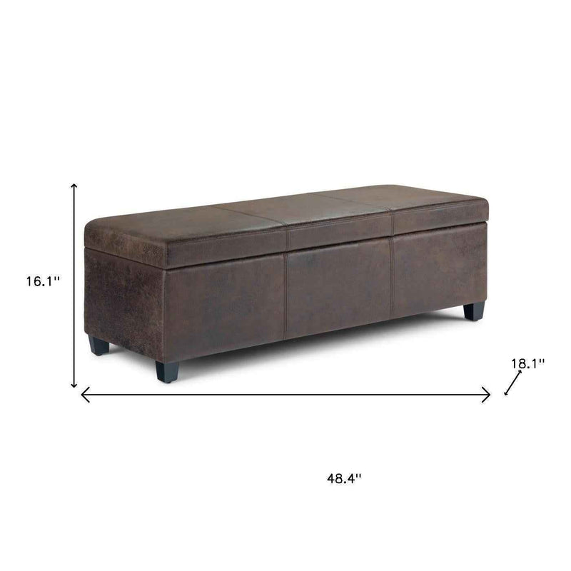 48" Dark Brown and Brown Upholstery Storage Ottoman