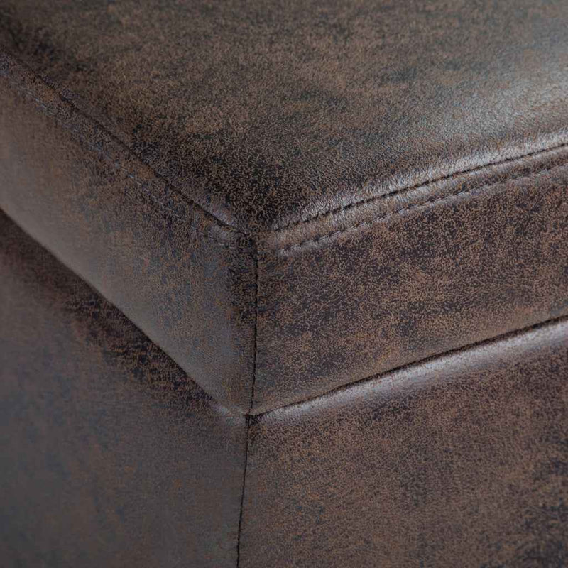48" Dark Brown and Brown Upholstery Storage Ottoman