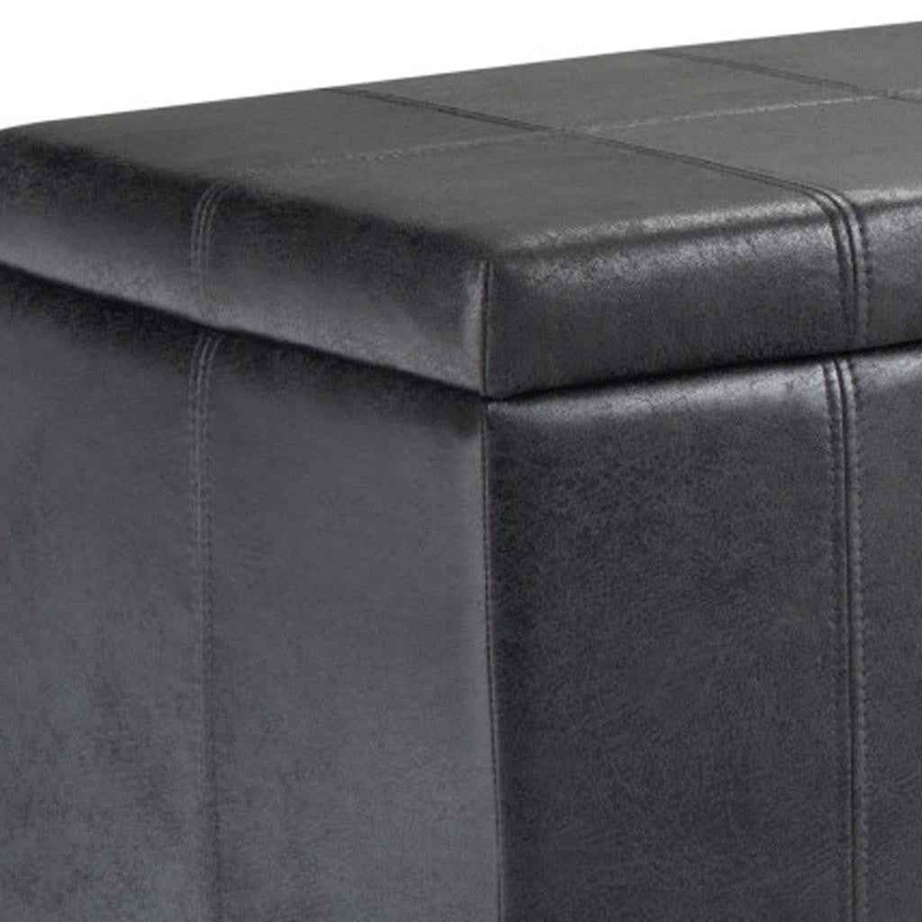 36" Dark Brown and Black Upholstery Storage Ottoman