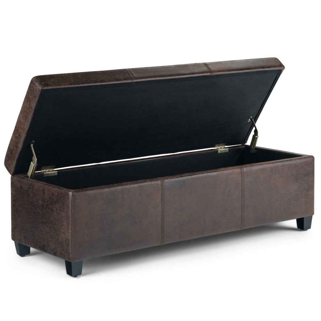 48" Dark Brown and Brown Upholstery Storage Ottoman