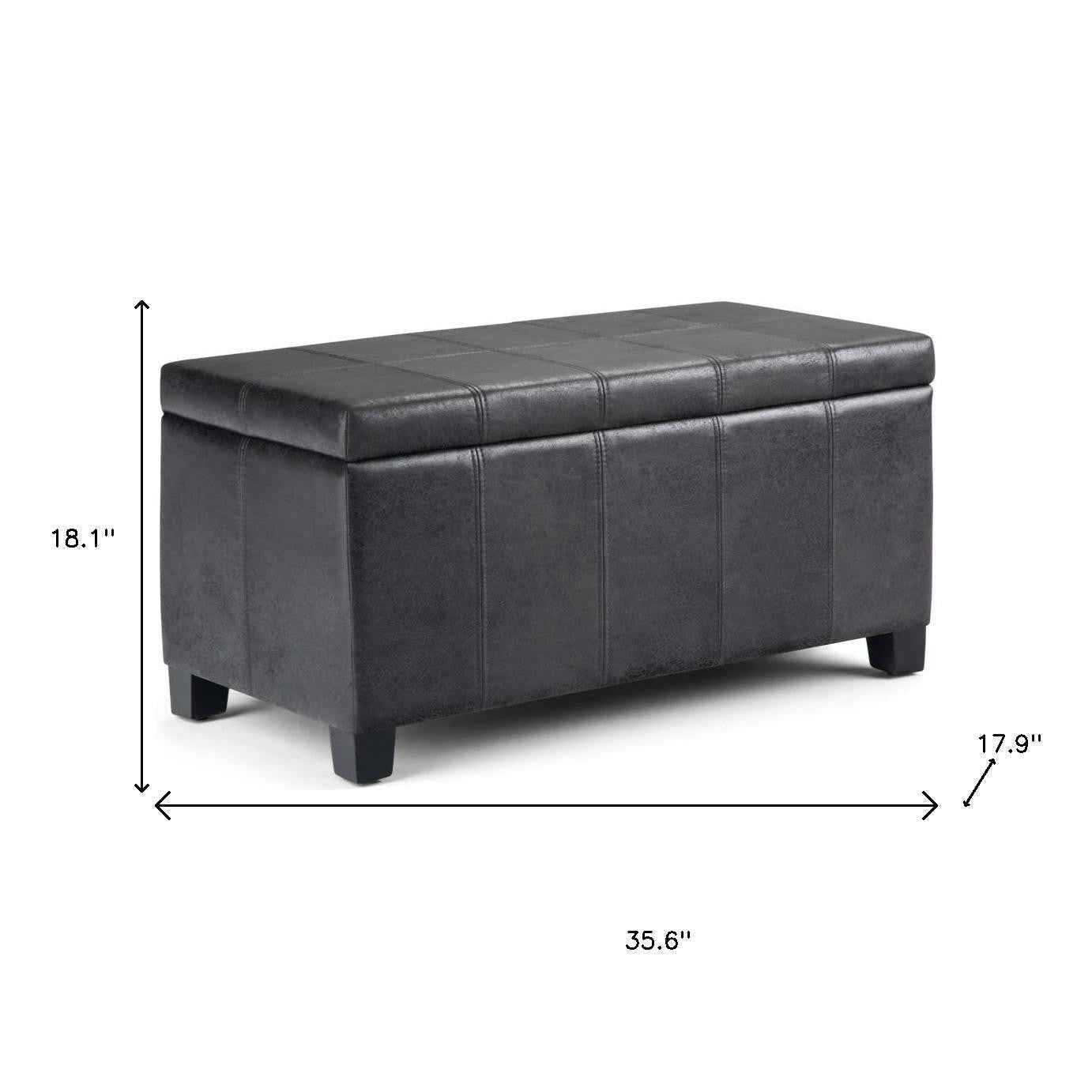 36" Dark Brown and Black Upholstery Storage Ottoman
