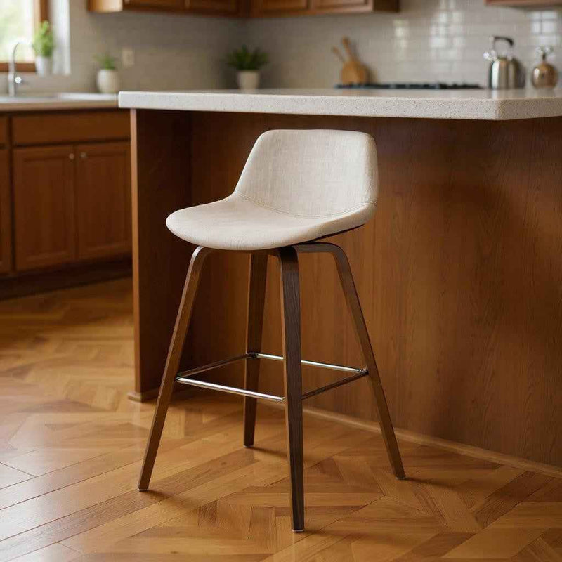 28" Natural Wood Backless Counter Height Bar Chair