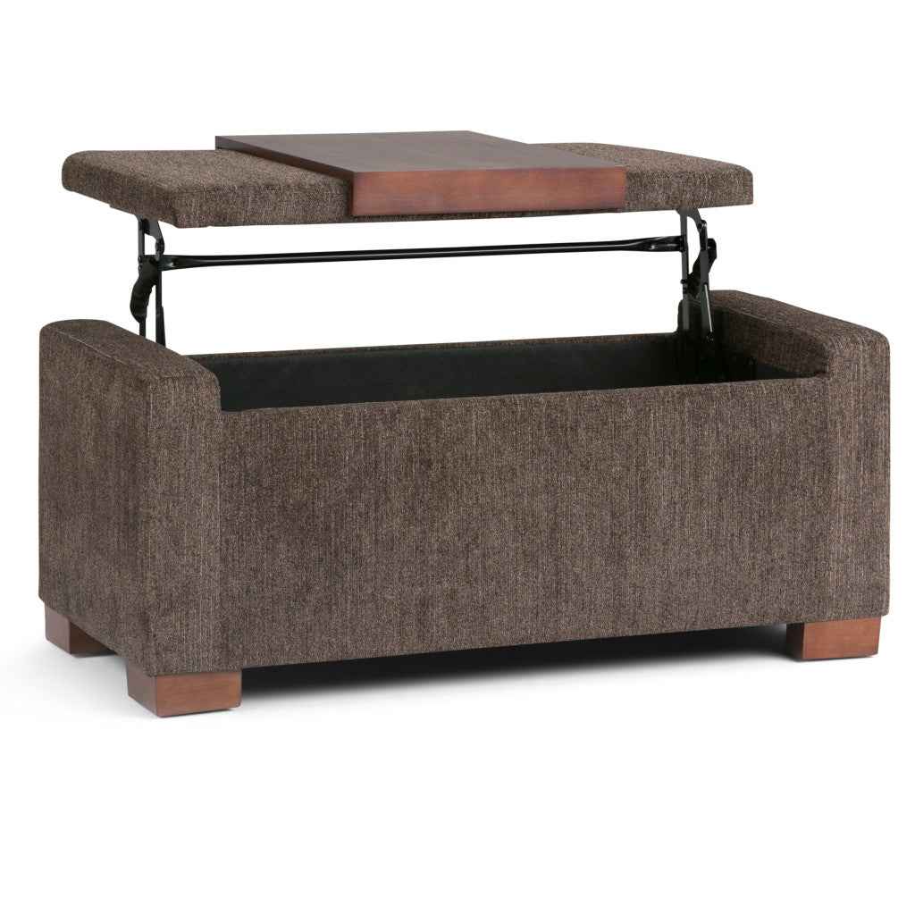 43" Brown Upholstery Storage Ottoman