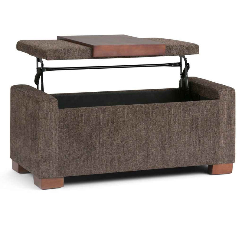 43" Brown Upholstery Storage Ottoman