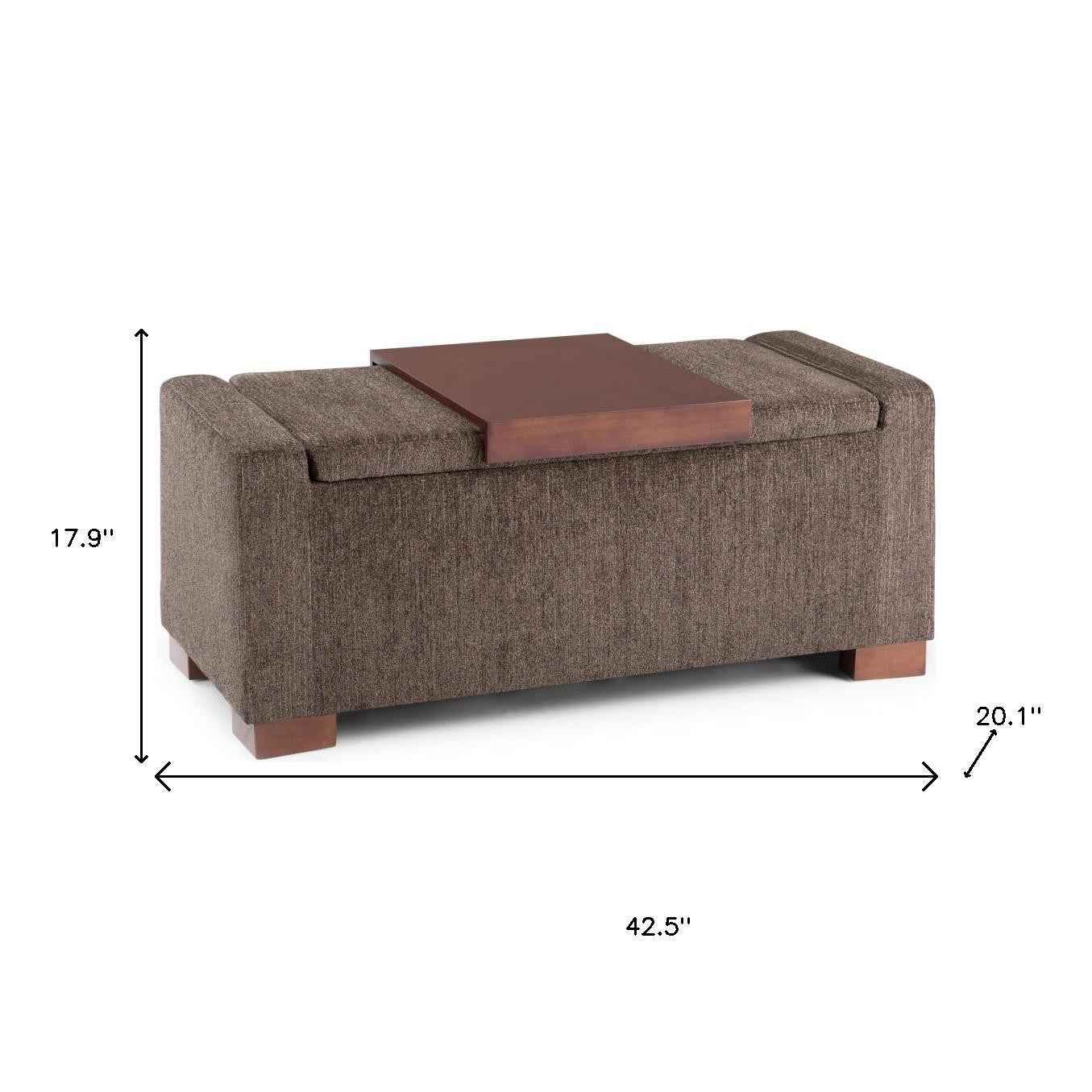 43" Brown Upholstery Storage Ottoman