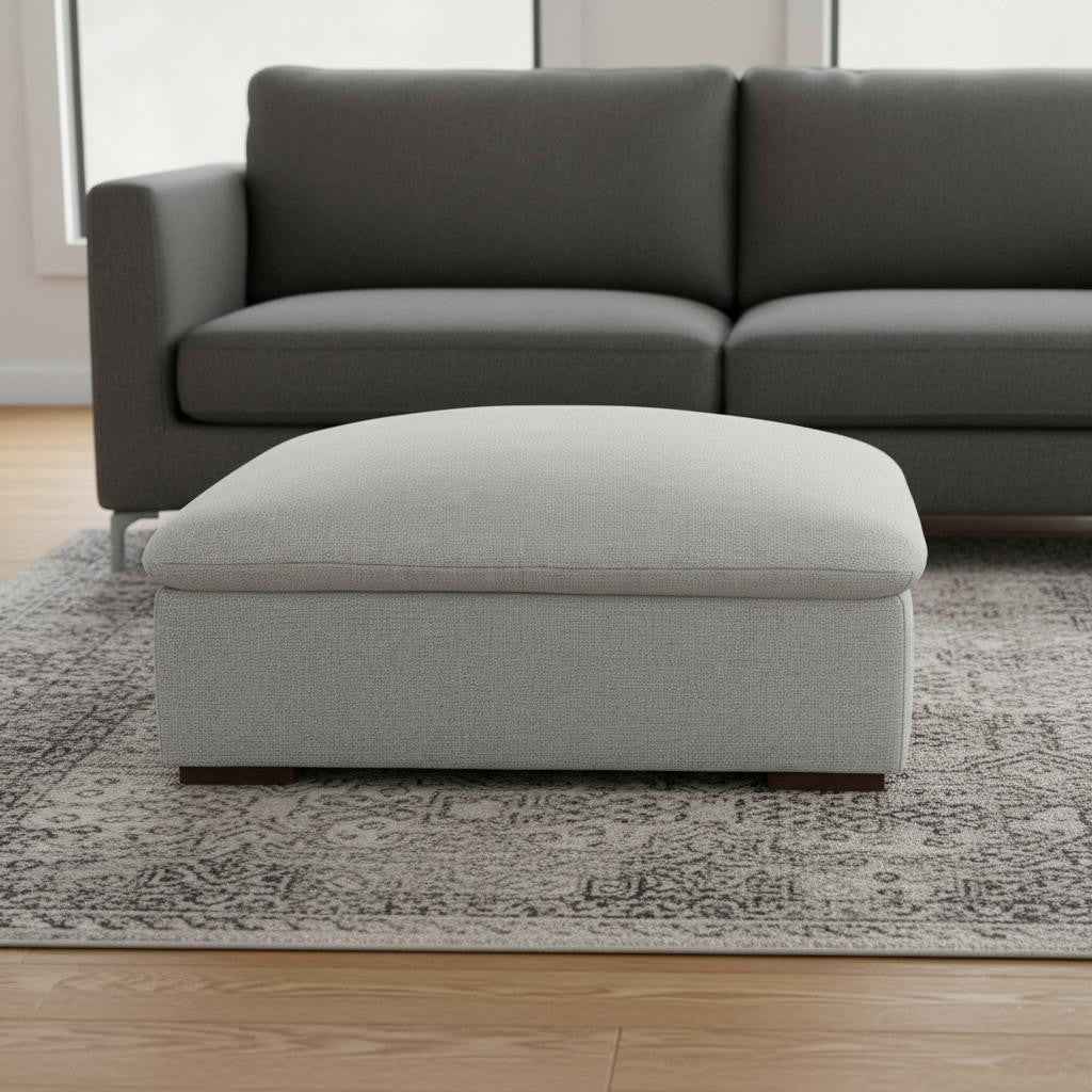 44" Gray and Brown Fabric Ottoman