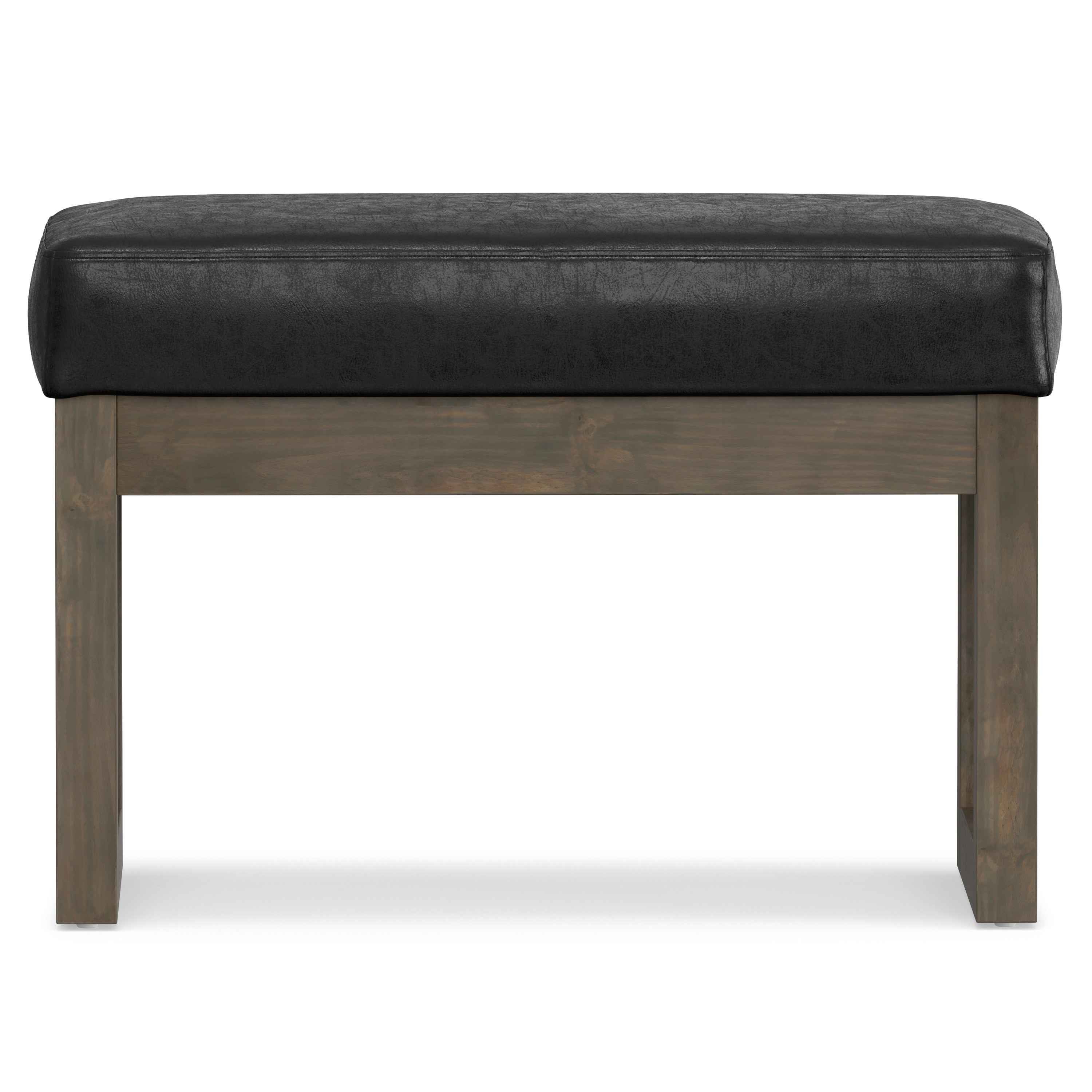 27" Black and Brown Leather Footstool