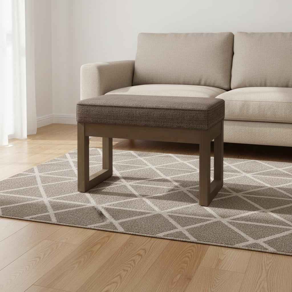 27" Brown Fabric Footstool