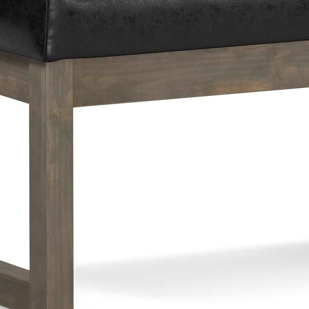 27" Black and Brown Leather Footstool