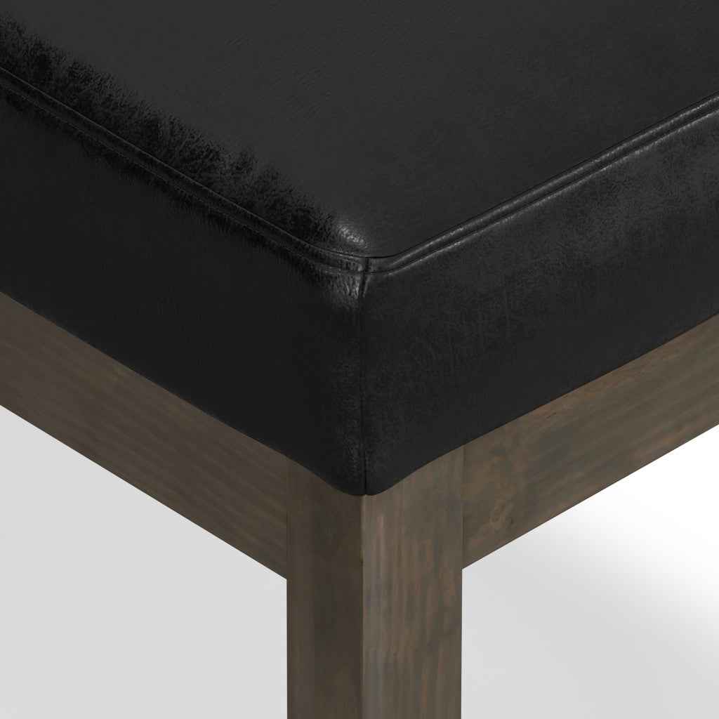 27" Black and Brown Leather Footstool