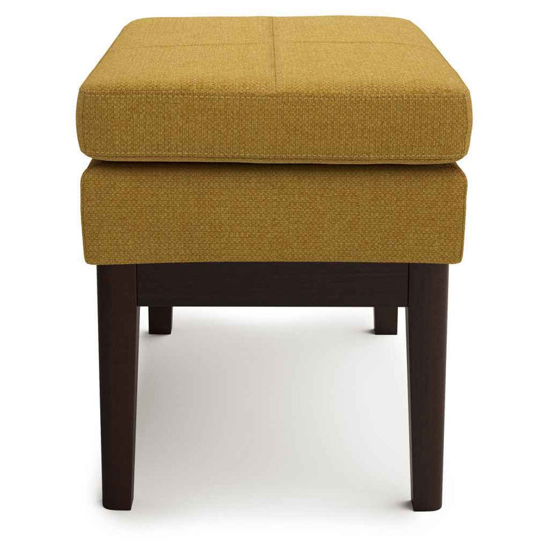 26" Yellow and Dark Brown Fabric Ottoman