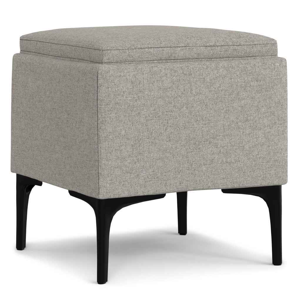 18" Black and Cloud Upholstery Storage Ottoman