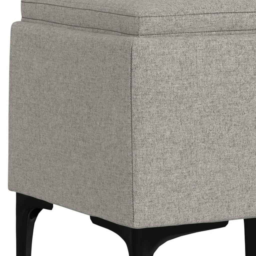 18" Black and Cloud Upholstery Storage Ottoman