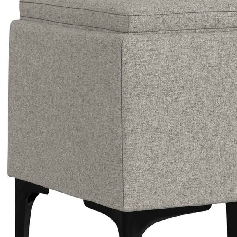 18" Black and Cloud Upholstery Storage Ottoman