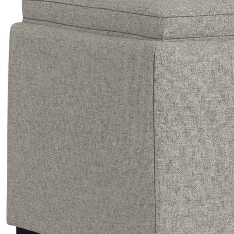 18" Black and Cloud Upholstery Storage Ottoman