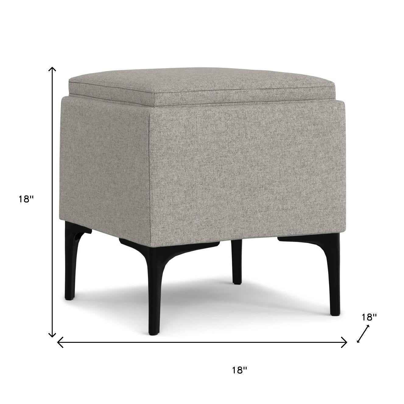 18" Black and Cloud Upholstery Storage Ottoman