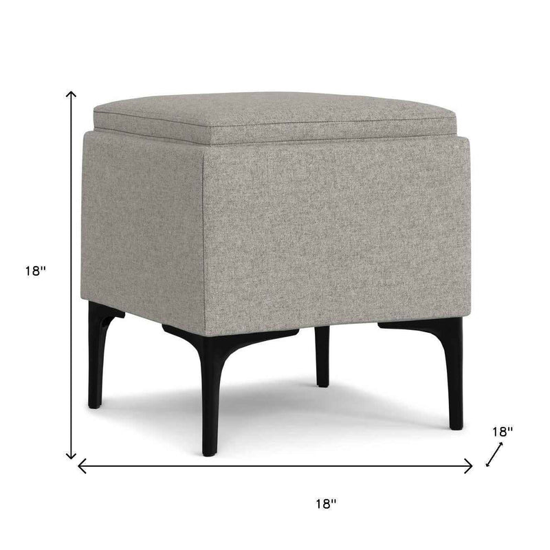 18" Black and Cloud Upholstery Storage Ottoman