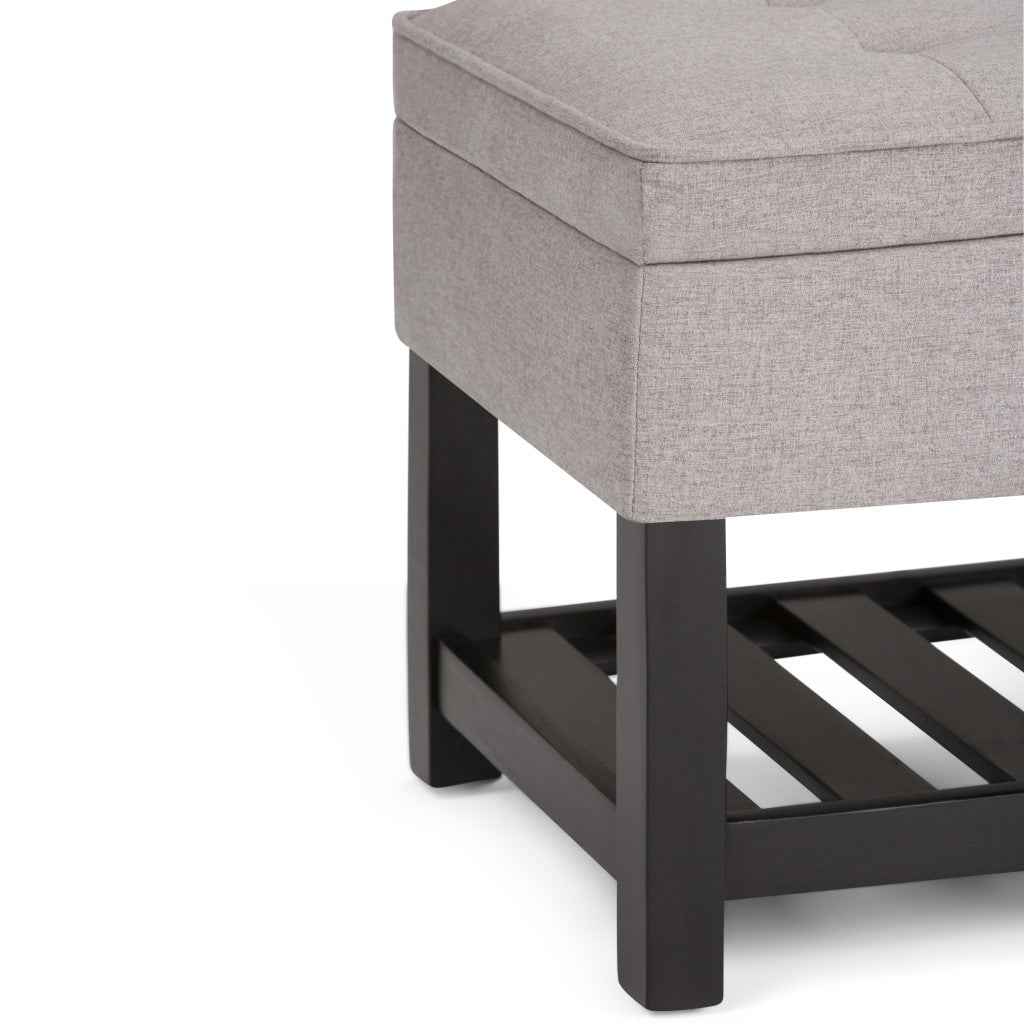 44" Gray and Dark Brown Fabric Ottoman With Storage