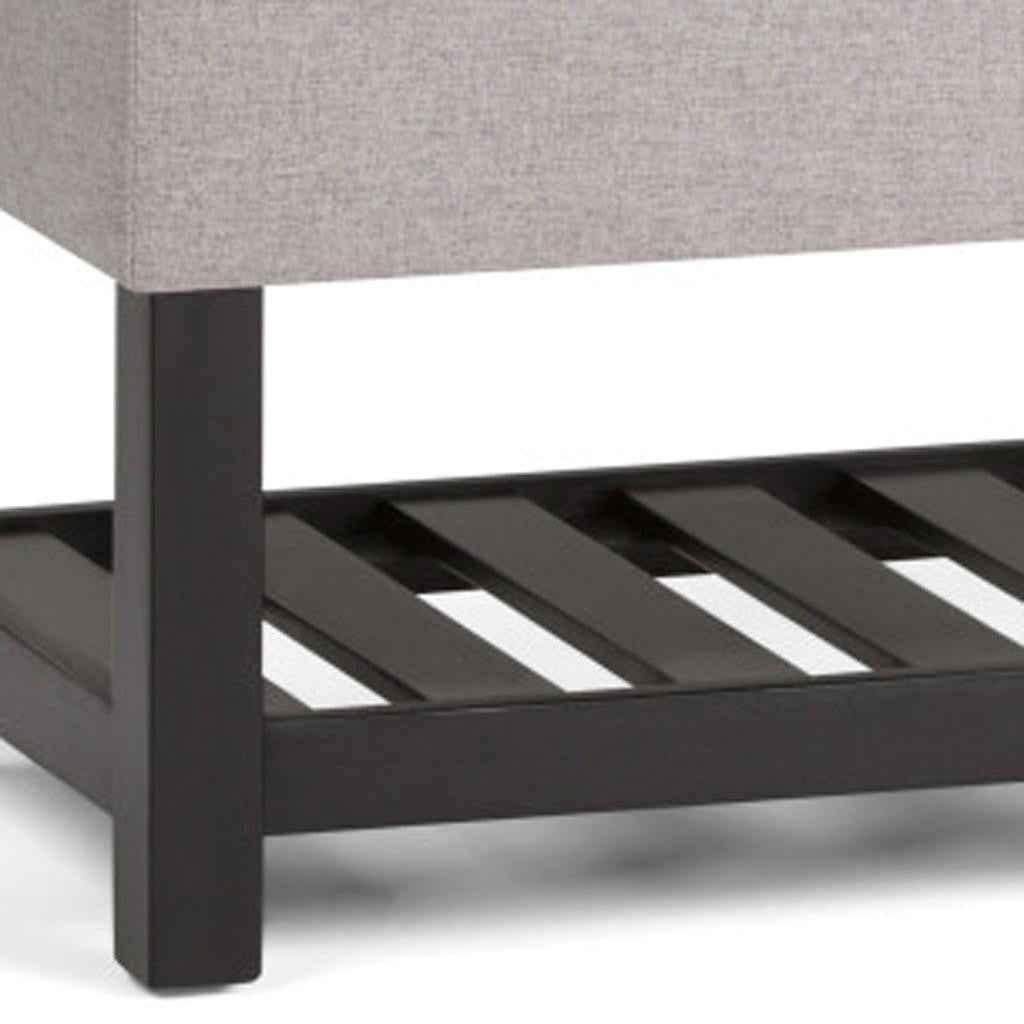 44" Gray and Dark Brown Fabric Ottoman With Storage