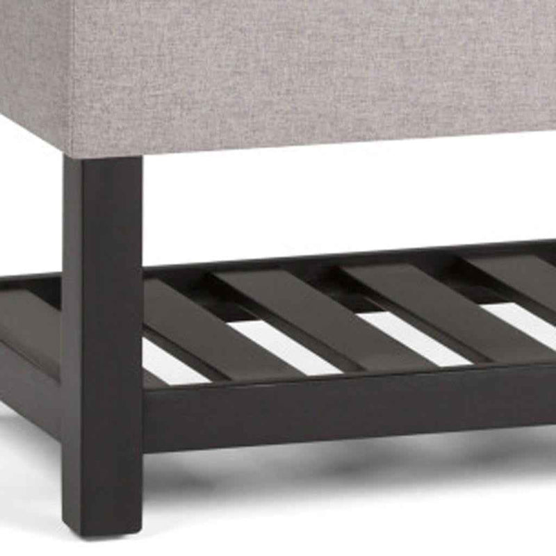 44" Gray and Dark Brown Fabric Ottoman With Storage