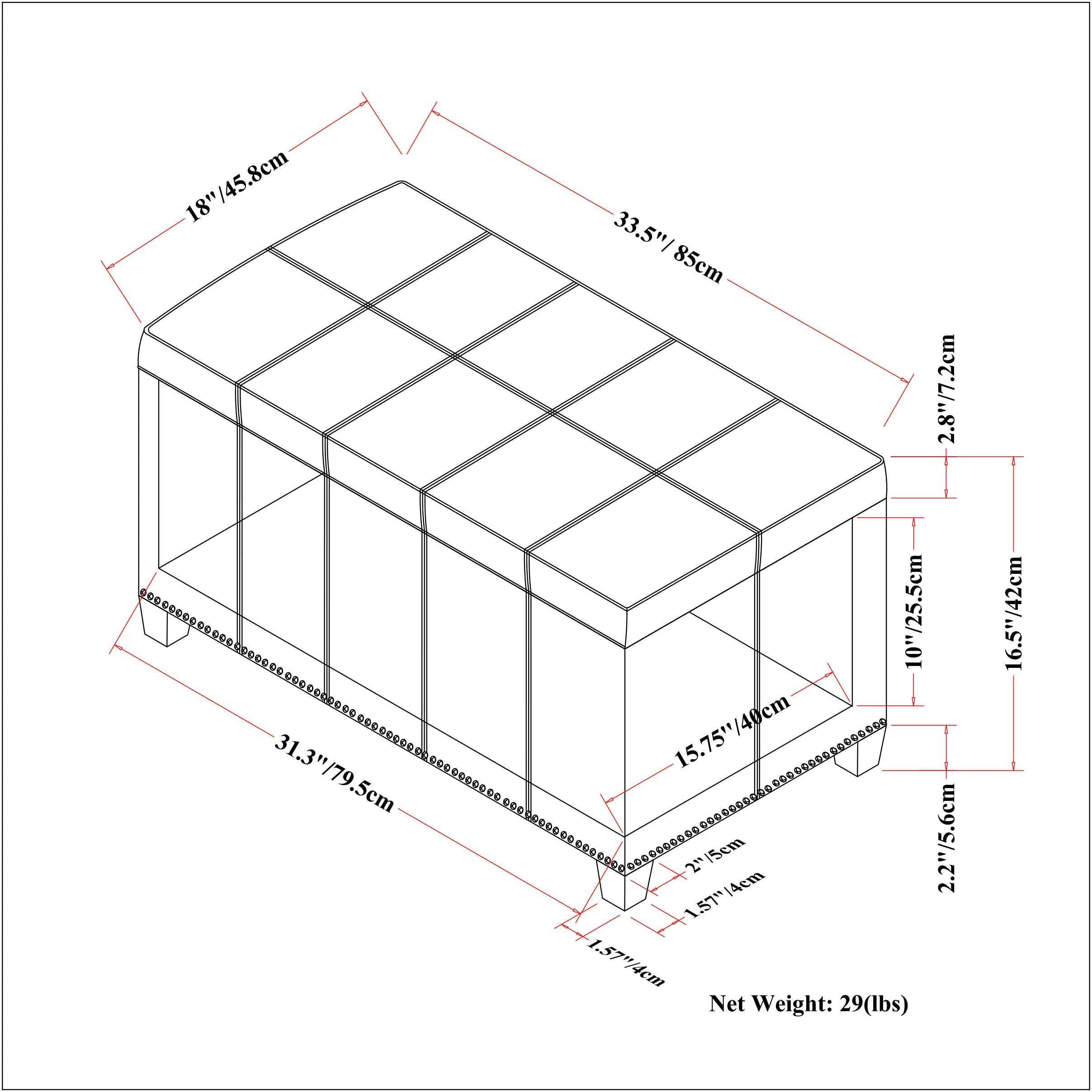 33" Espresso and Brown Upholstery Storage Ottoman