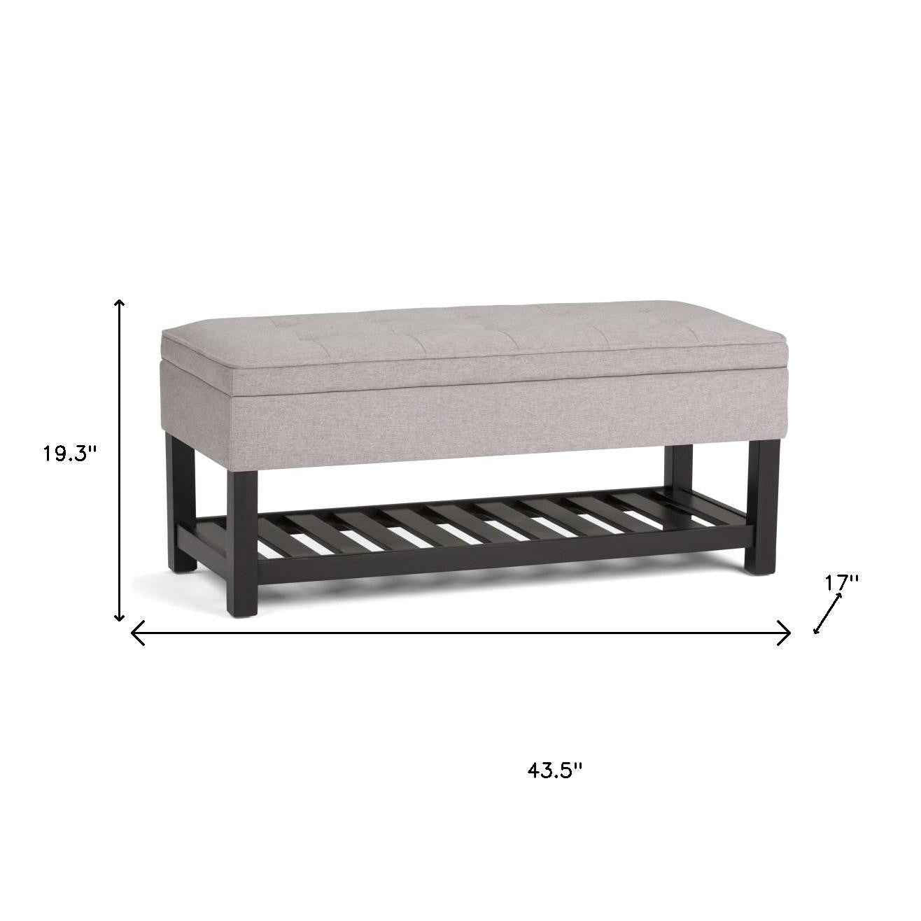 44" Gray and Dark Brown Fabric Ottoman With Storage