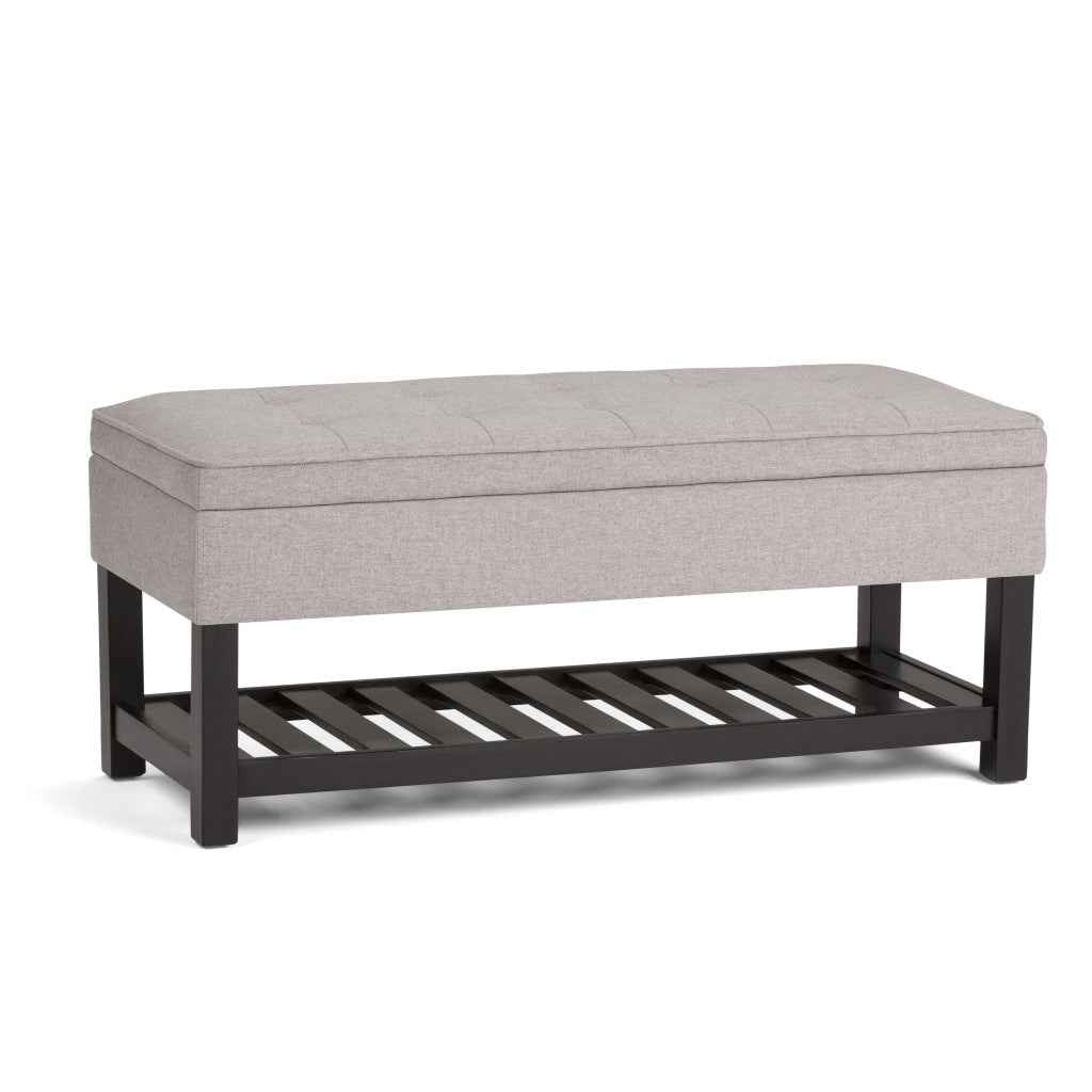 44" Gray and Dark Brown Fabric Ottoman With Storage