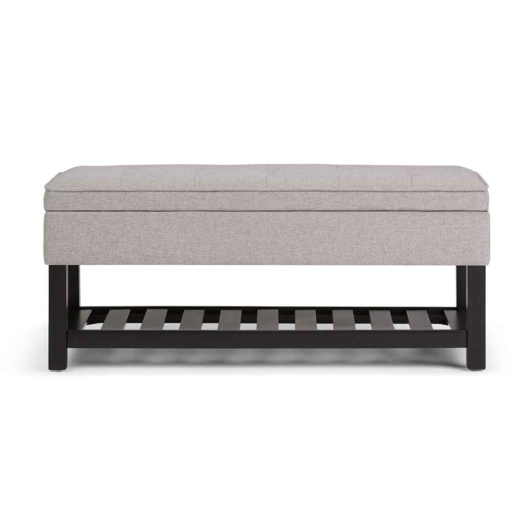 44" Gray and Dark Brown Fabric Ottoman With Storage
