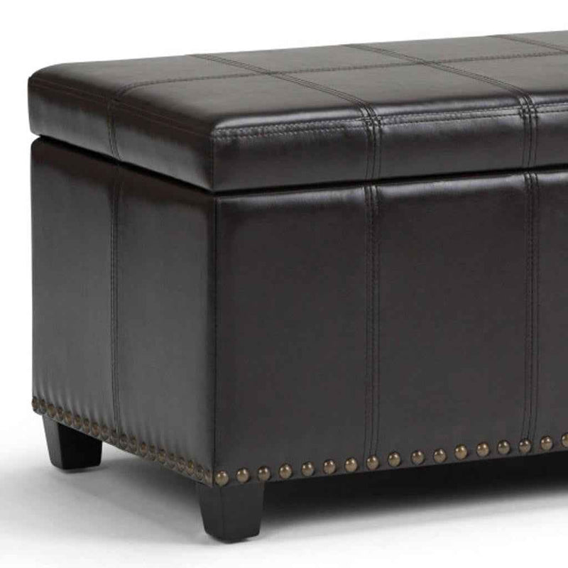 33" Espresso and Brown Upholstery Storage Ottoman