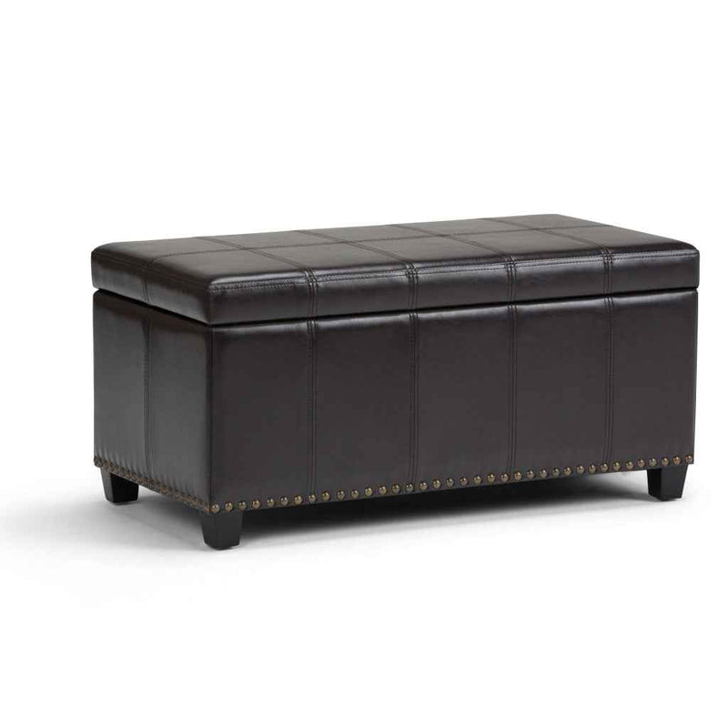33" Espresso and Brown Upholstery Storage Ottoman