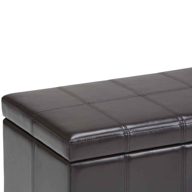 33" Espresso and Brown Upholstery Storage Ottoman