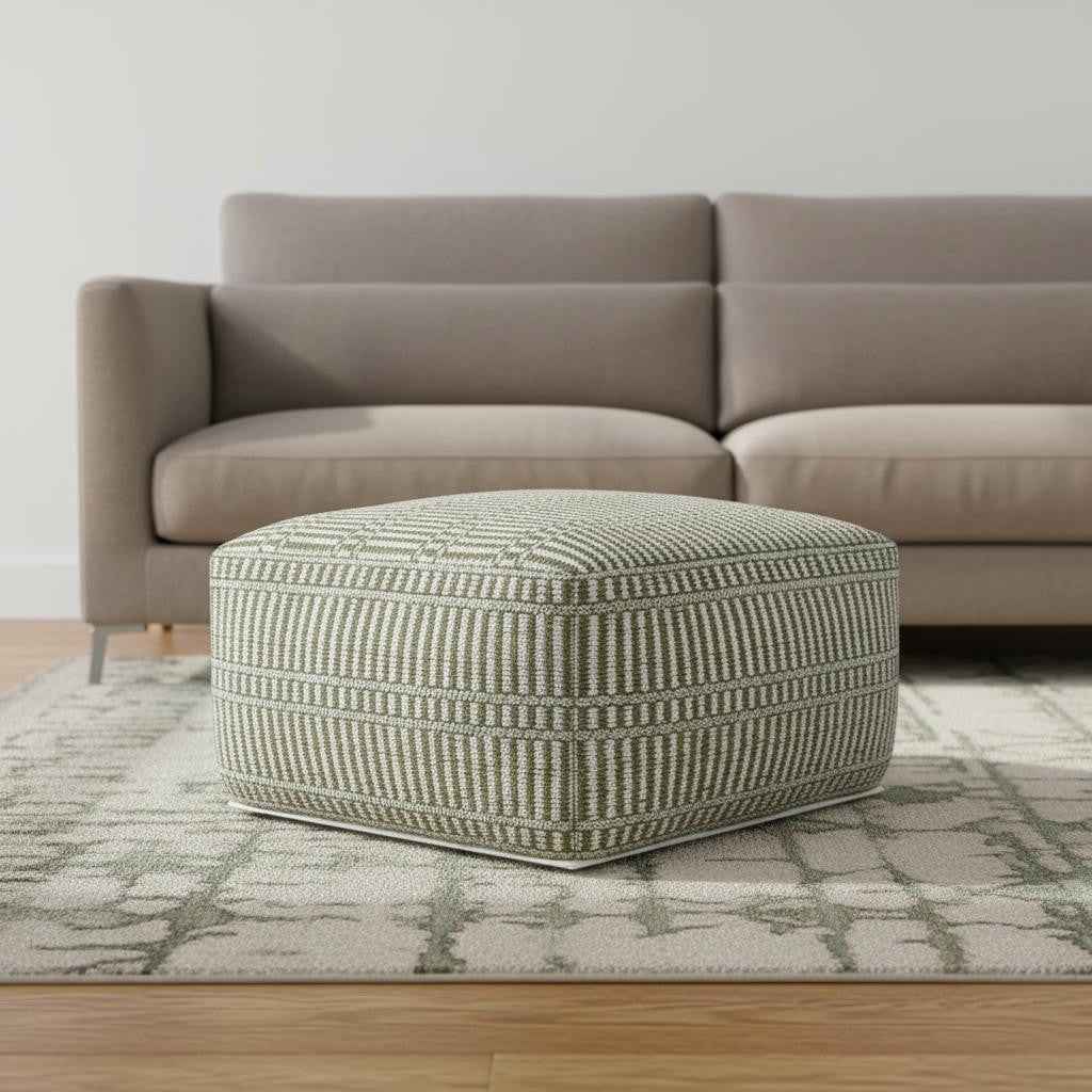 20" Blue Fabric Pouf Ottoman