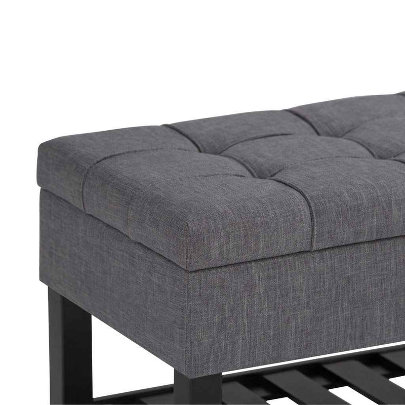 43" Gray and Espresso Fabric Ottoman With Storage