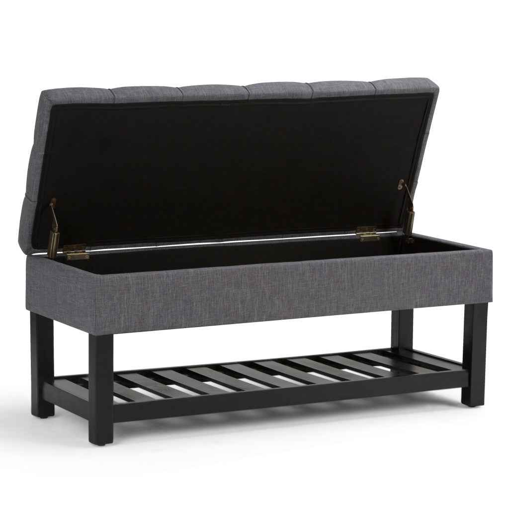 43" Gray and Espresso Fabric Ottoman With Storage