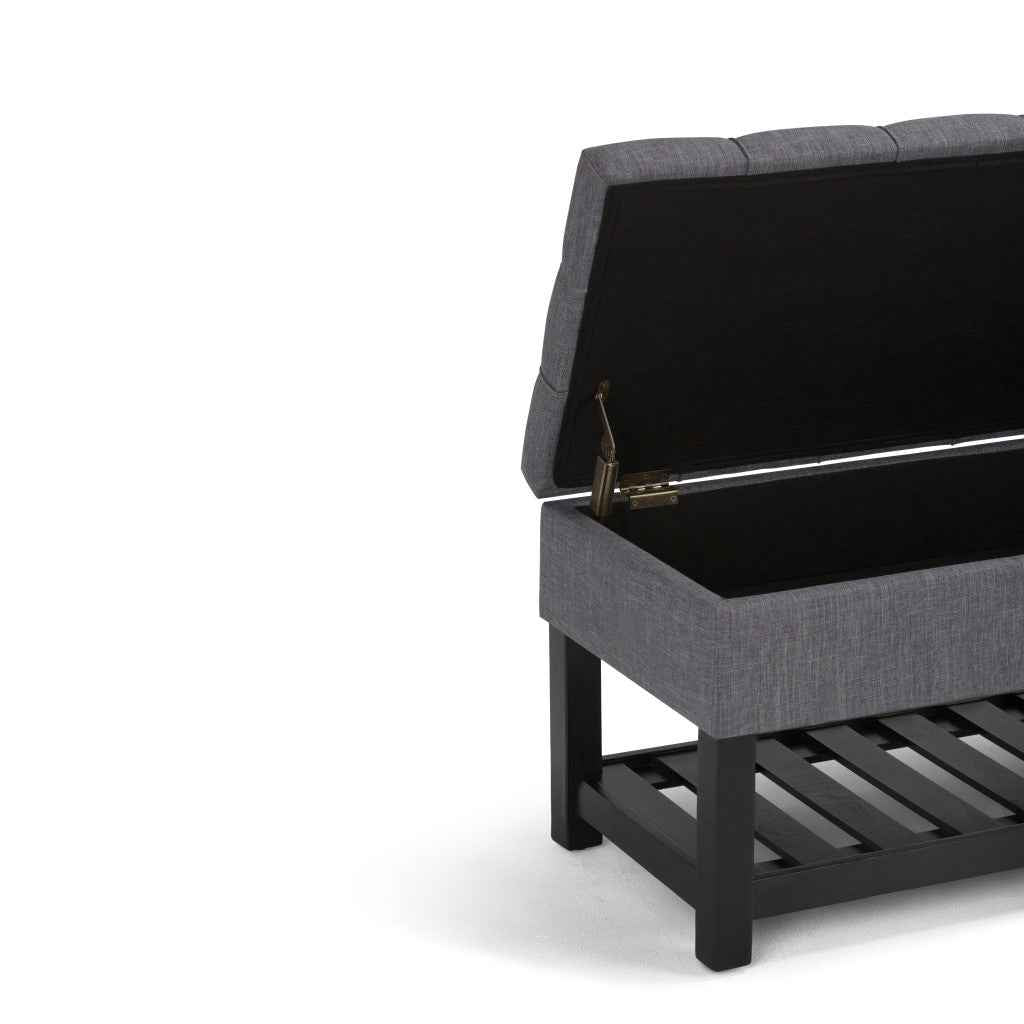 43" Gray and Espresso Fabric Ottoman With Storage