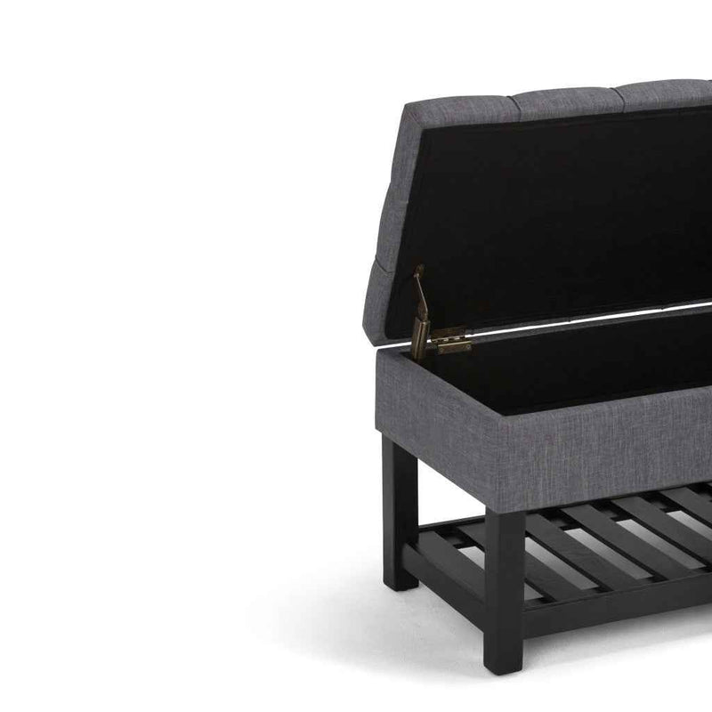43" Gray and Espresso Fabric Ottoman With Storage