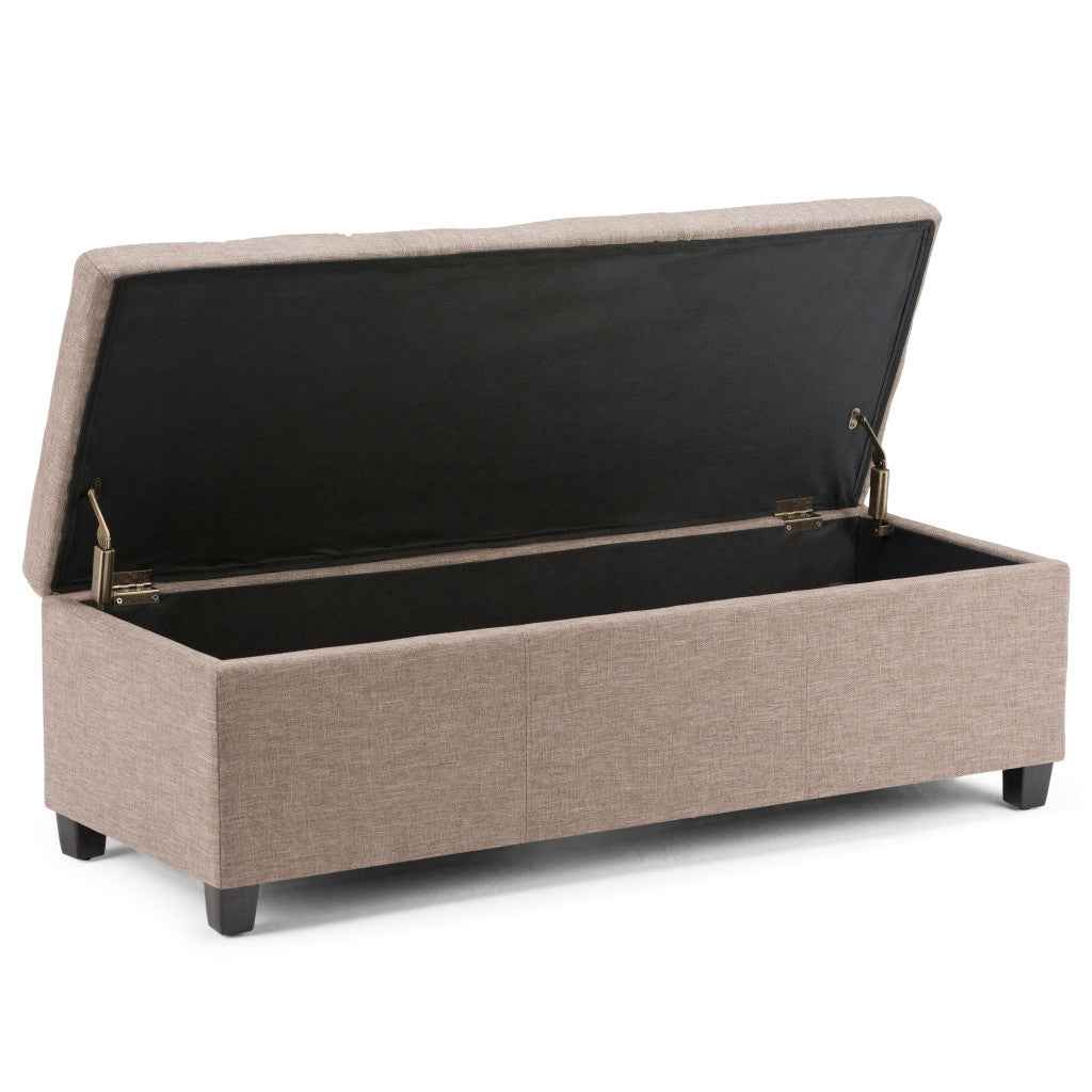 48" Dark Brown and Fawn Upholstery Storage Ottoman