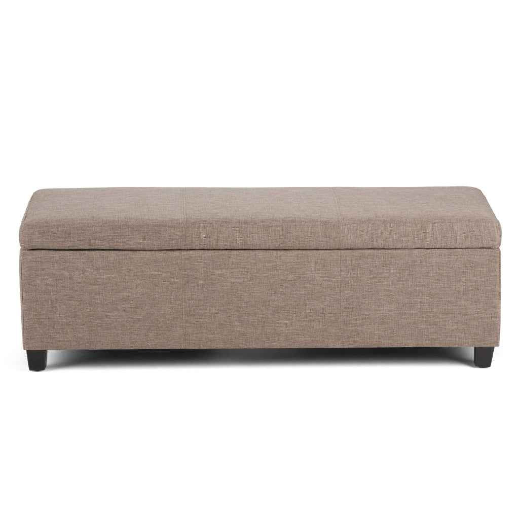 48" Dark Brown and Fawn Upholstery Storage Ottoman