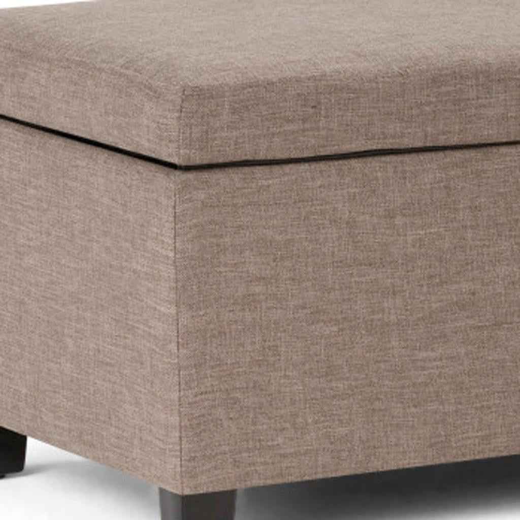 48" Dark Brown and Fawn Upholstery Storage Ottoman