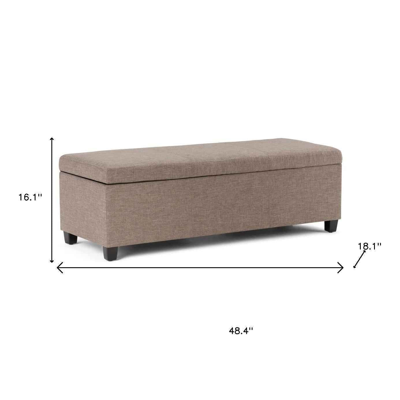 48" Dark Brown and Fawn Upholstery Storage Ottoman